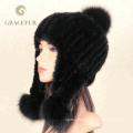 Factory wholesale real mink fur knitted custom beanie hat